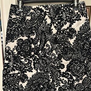 Talbots Black and White Floral Pencil Skirt